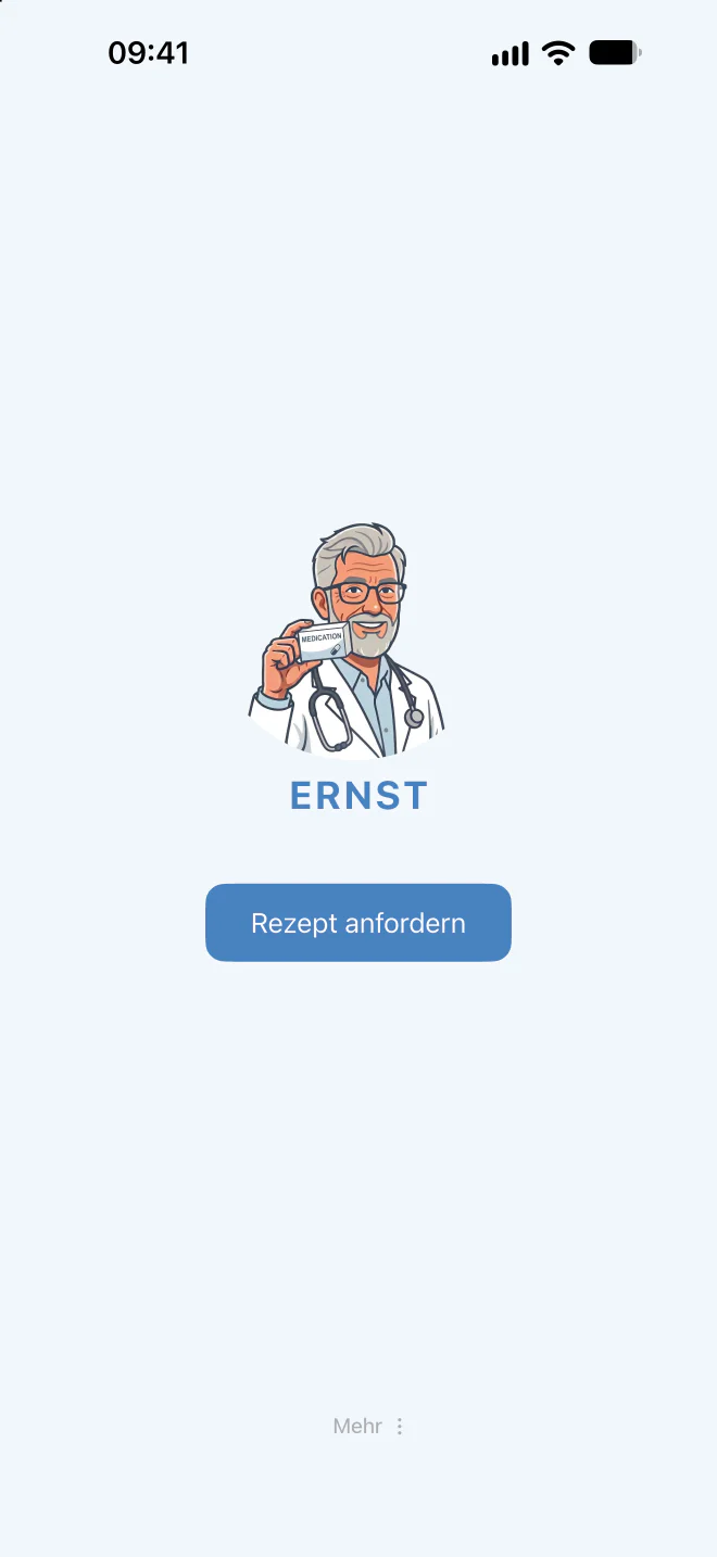 Startbildschirm der Ernst-App.