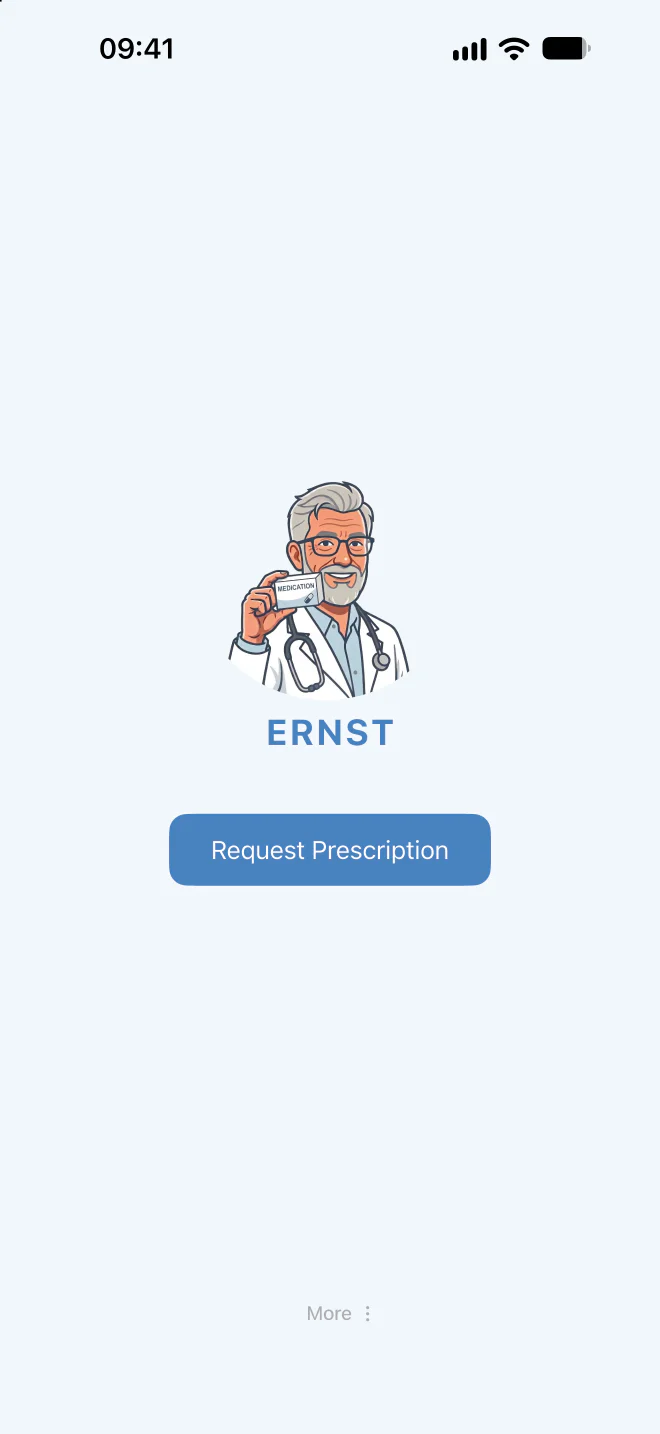Home screen of the Ernst app.