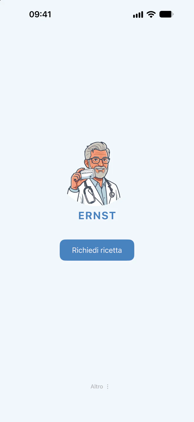 Schermata iniziale dell’app Ernst.