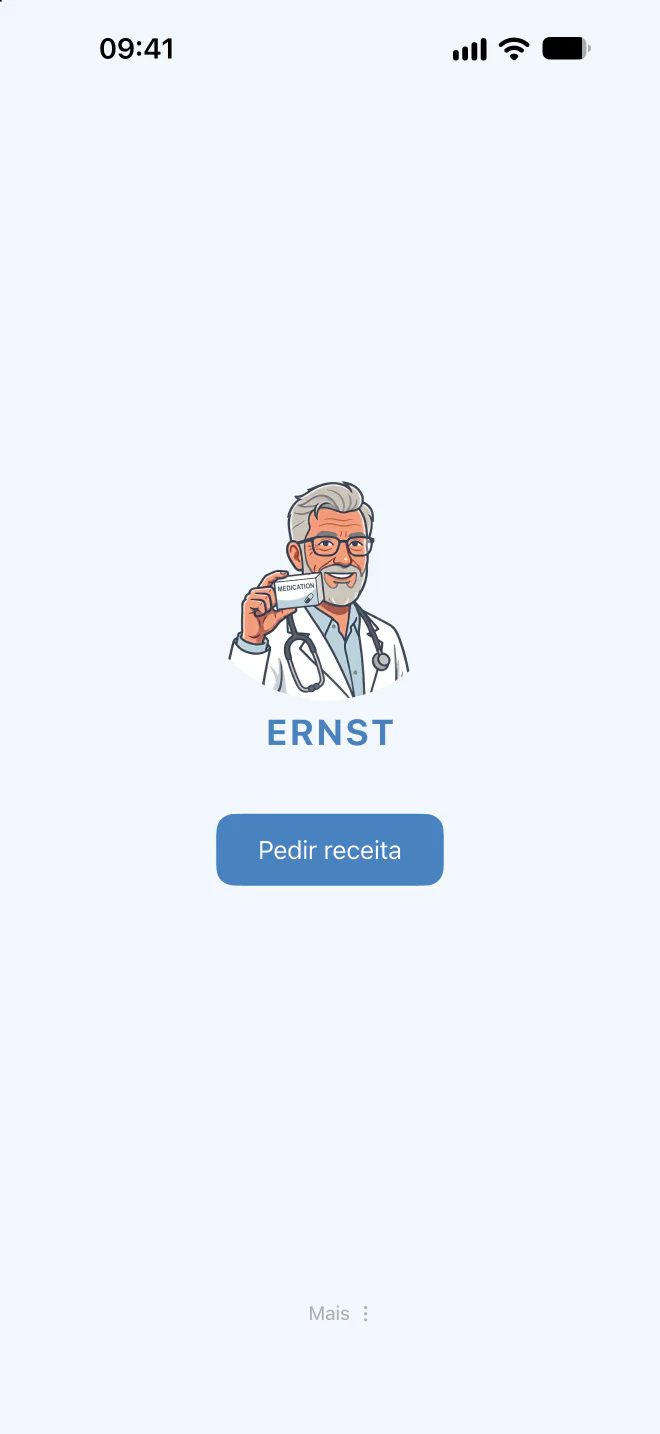 Ecrã inicial da app Ernst.
